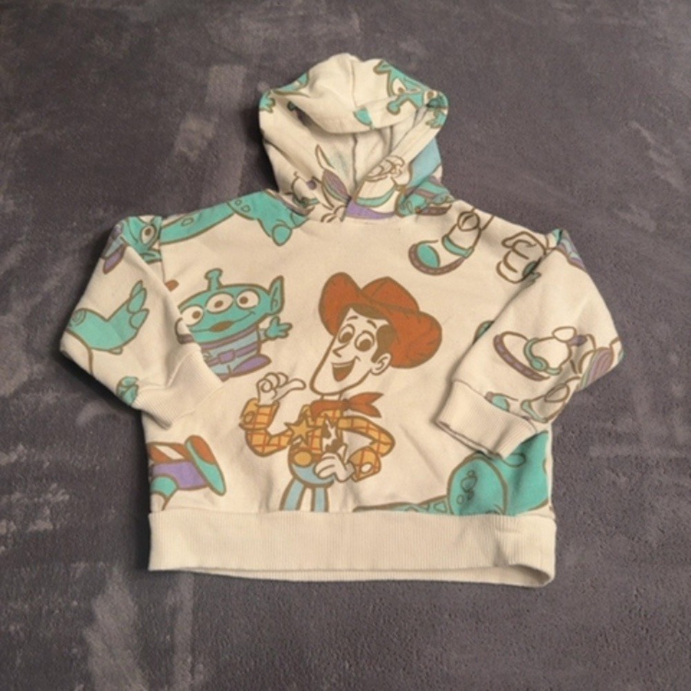 Disney Pixar Hoodie Kids 3T White Toy Story Graphic Pullover Cotton Blend
